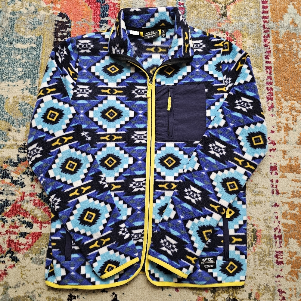 Wesc Moritz Unisex Aztec Polar Fleece Full Zip Jacket Mens Medium / Womens Large